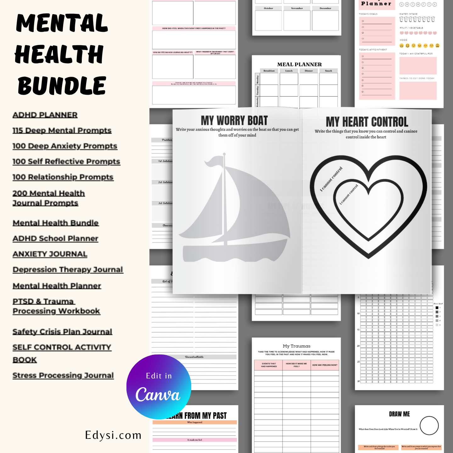 Mental Health Canva Template Bundle