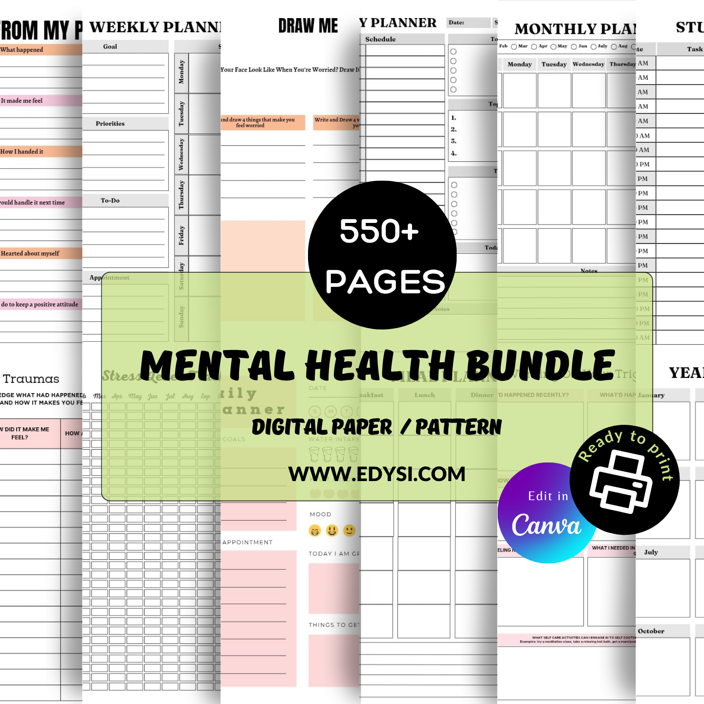 Mental Health Canva Template Bundle