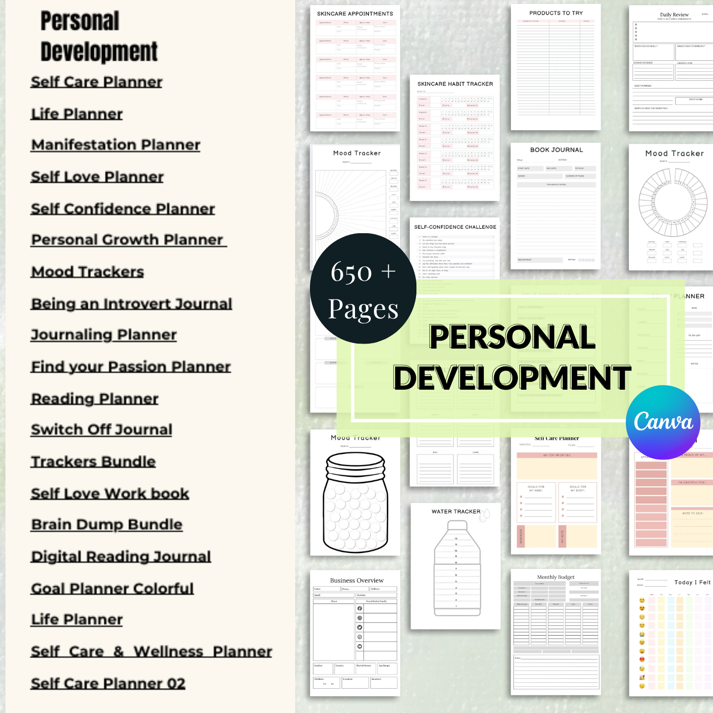 Personal  Development Canva Template Bundle